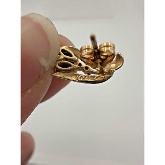 14K Solid Gold Natural Sapphire & Diamond Earrings – Marquise Cut, JC Penney - Picture 5 of 9